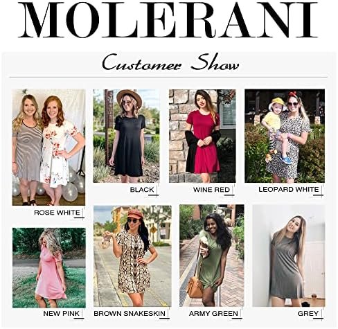 MOLERANI Women's Casual Plain Simple T-Shirt Loose Dress